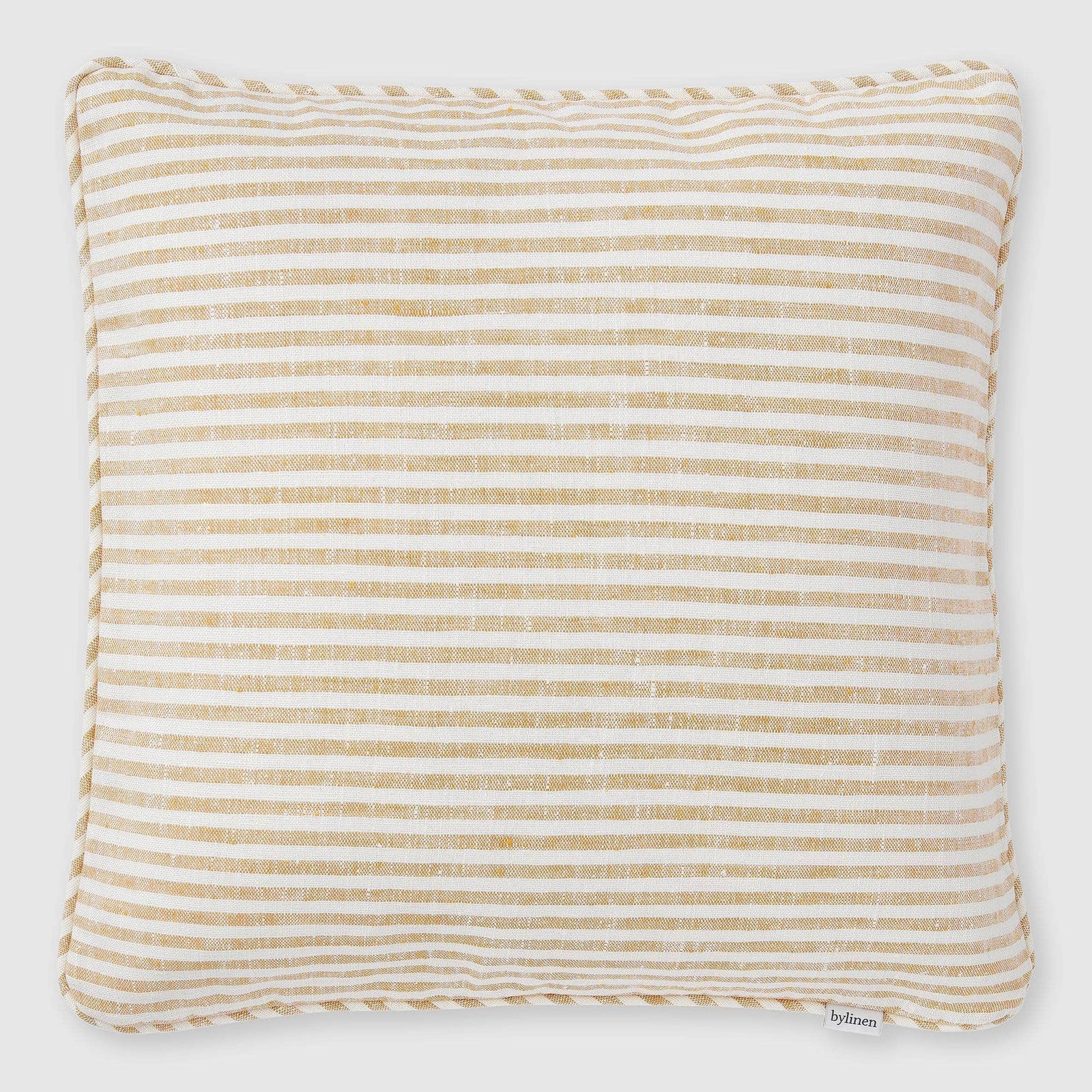 Yellow + White Striped Linen Cushion