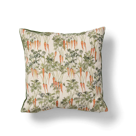 Square Wisteria Carrot Cushion with Green Velvet