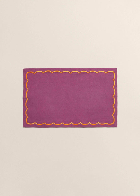 Cotton Purple and Orange Embroidered Placemat