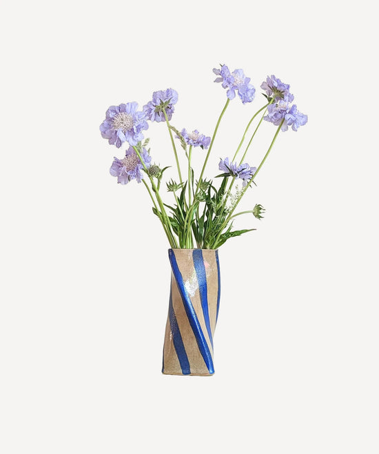 Blue Stripe Twist Vase