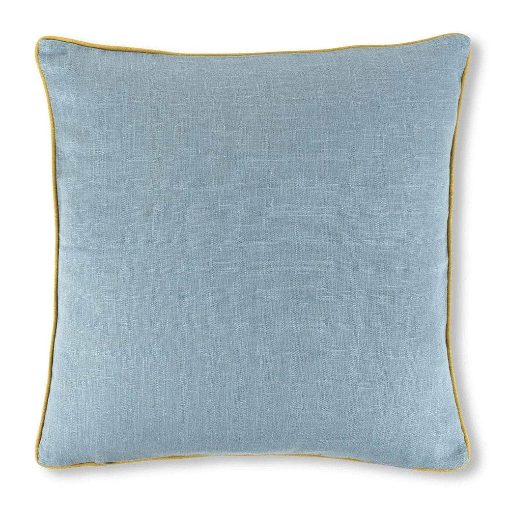 Flax & Field Flower Cushion with Contrast Reverse and Ochre Trim