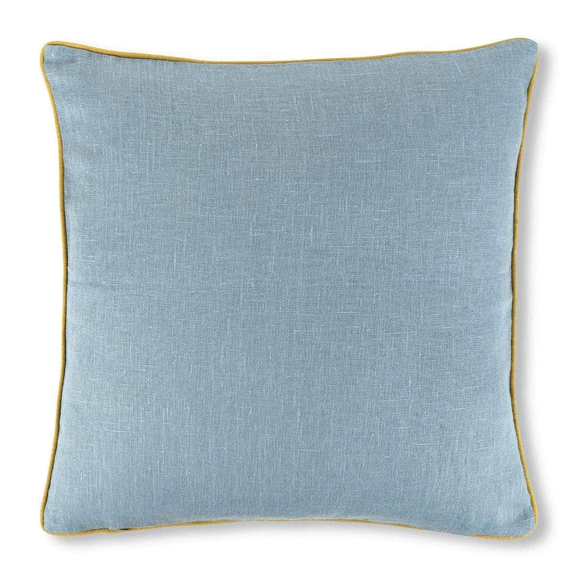 Flax & Field Flower Cushion with Contrast Reverse and Ochre Trim