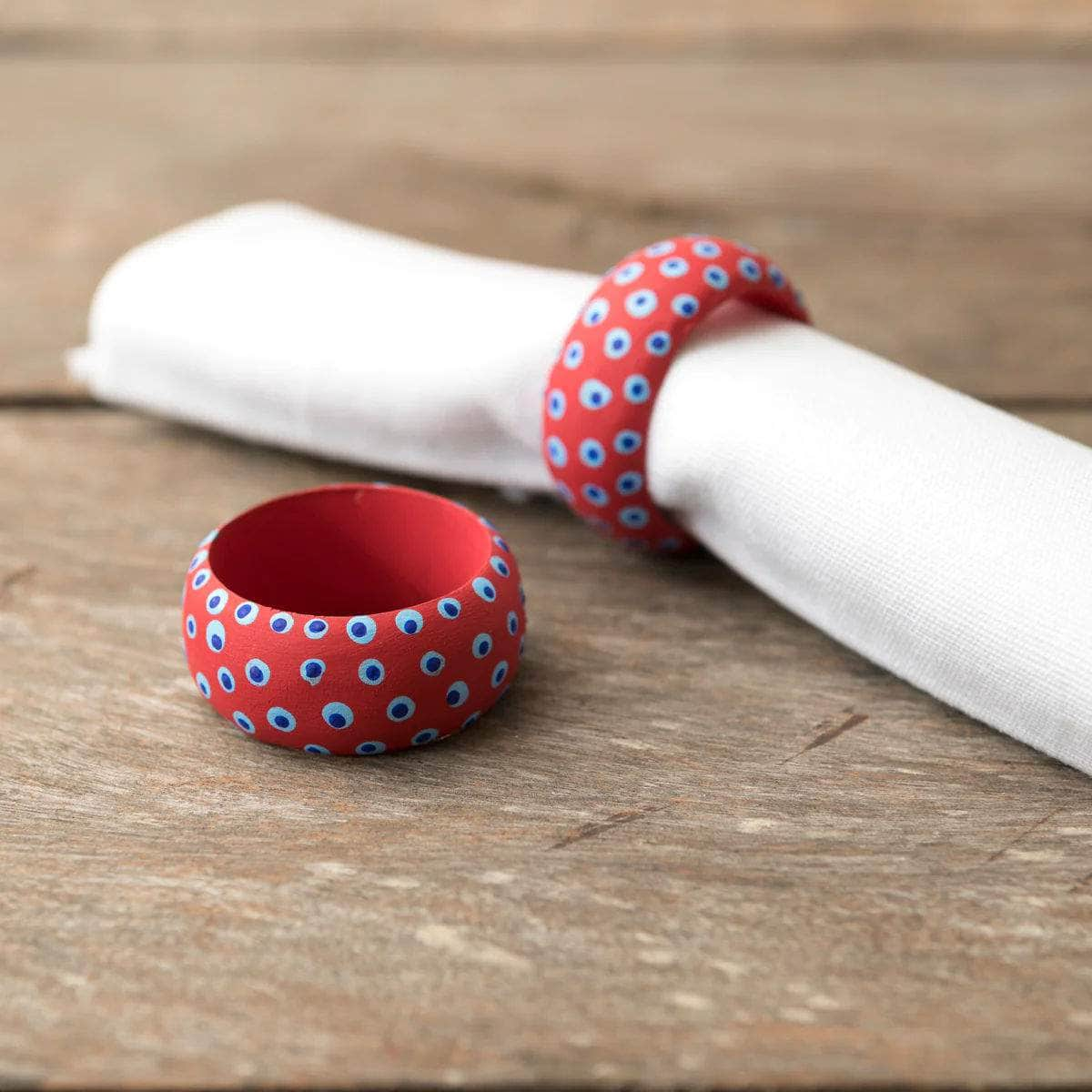 Wooden Dots Napkin Holder - Red