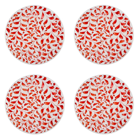 Dinner Plate, in Red, Scroll, Set of Four