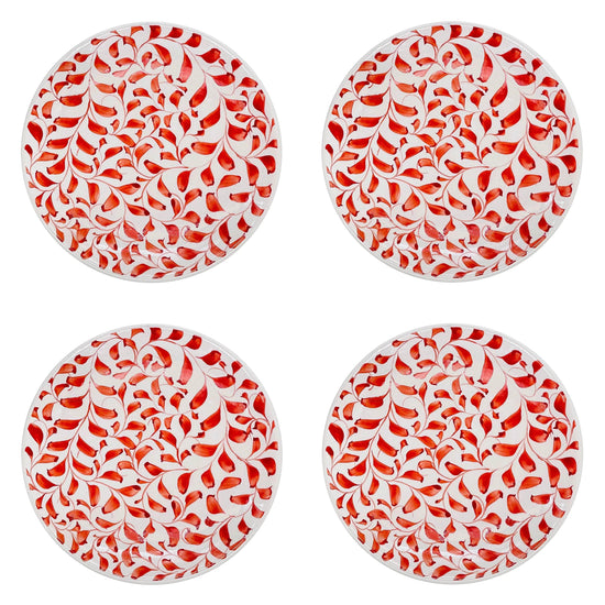 Dinner Plate, in Red, Scroll, Set of Four