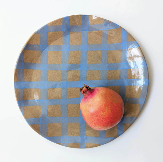 Load image into Gallery viewer, Blue Gingham Serving Platter
