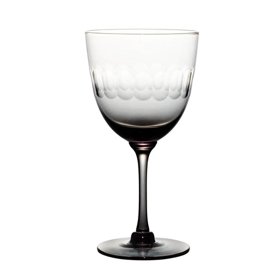 Smoky Crystal Wine Glasses with lens design