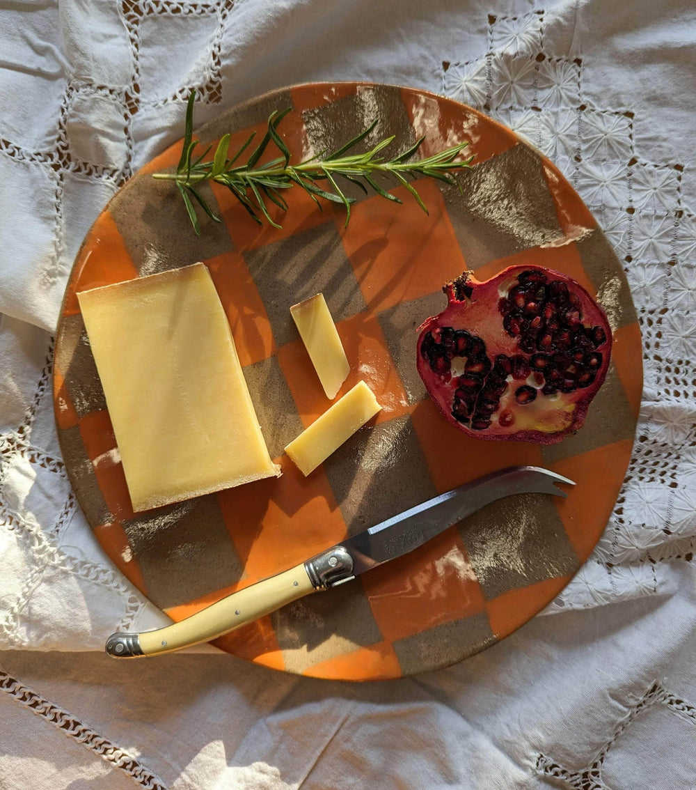 Orange Round Check Serving Platter