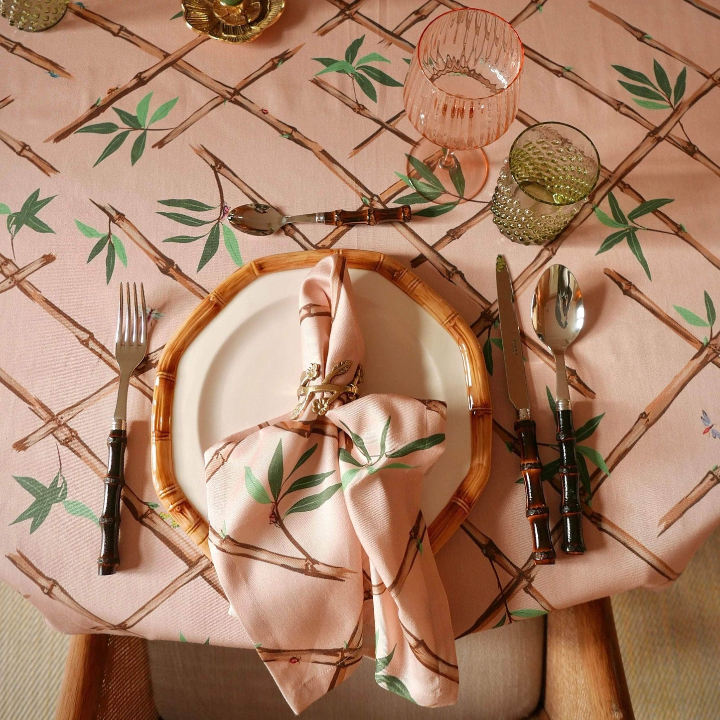 Pink Bamboo Tablecloth