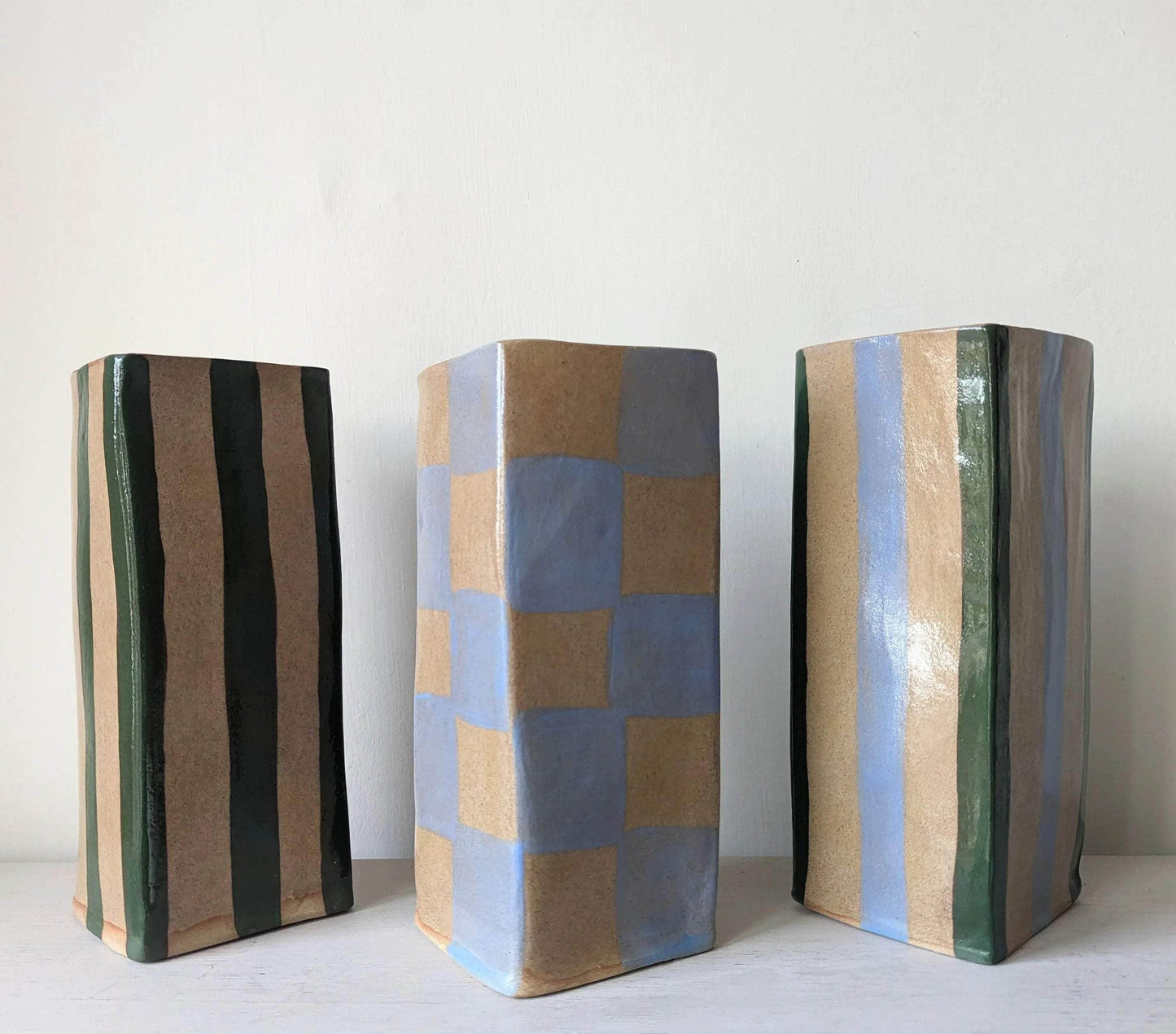 Check, Stripe & Gingham Large Square Vases