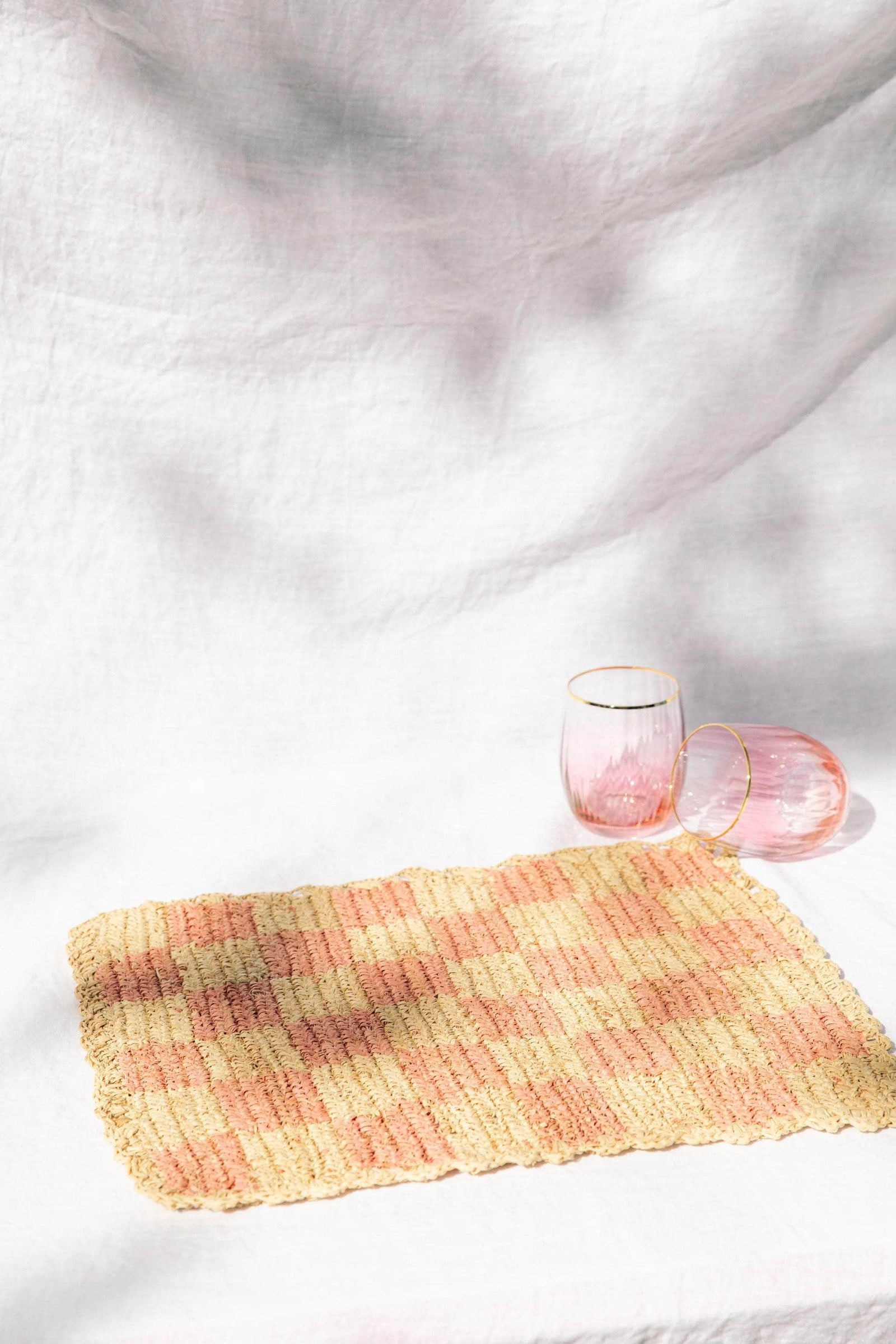 Pink Checkered Rectangular Placemat