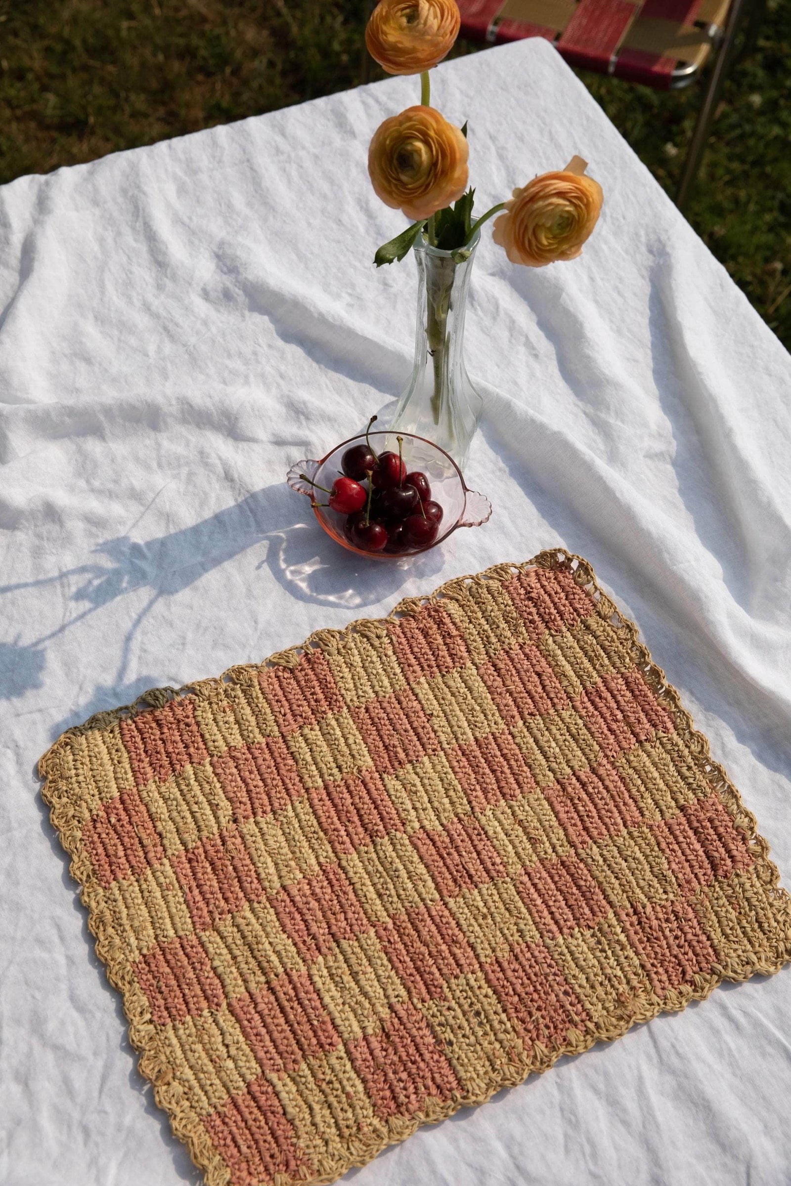 Pink Checkered Rectangular Placemat