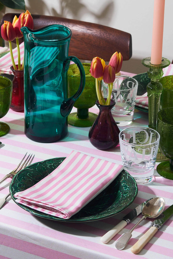 Pink and White Marshmallow Stripe Tablecloth