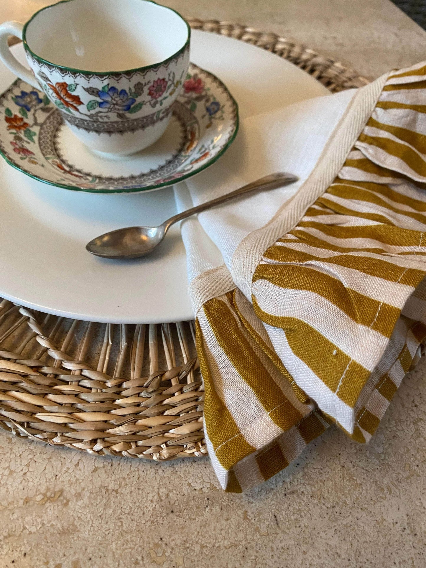 Ochre Candy Stripe - Set of 2 Napkins