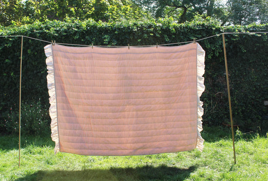 Blush Candy Stripe Linen and Velvet Quilt