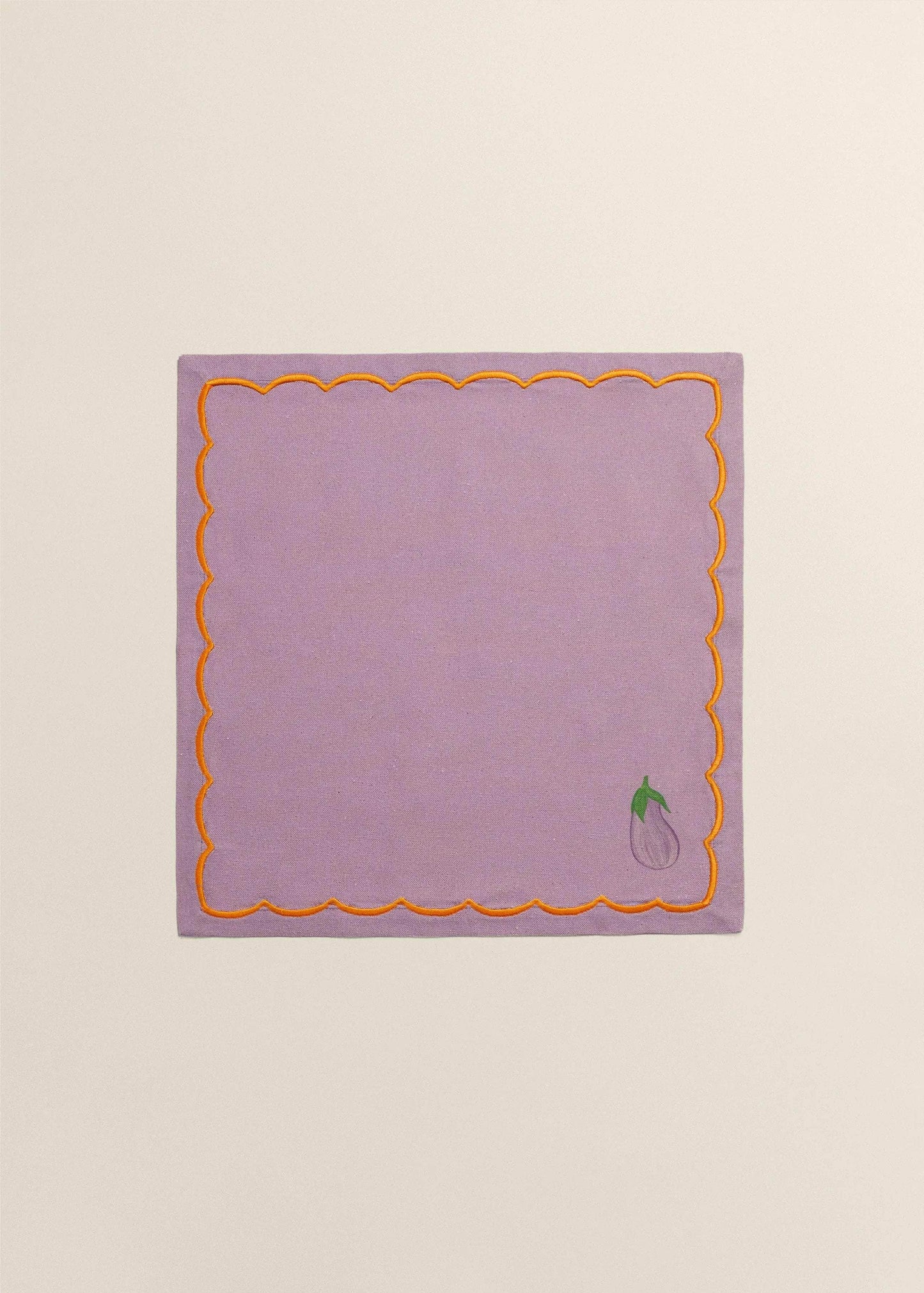 Purple and Orange Linen Veggies Napkins (Set of 4)