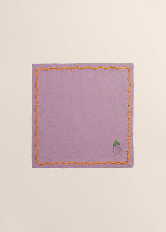 Purple and Orange Linen Veggies Napkins (Set of 4)