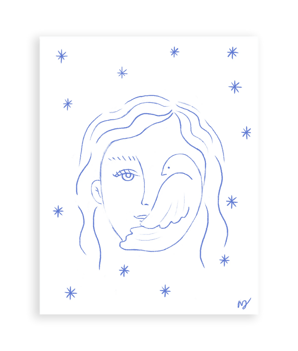 Woman & Dove Art Print