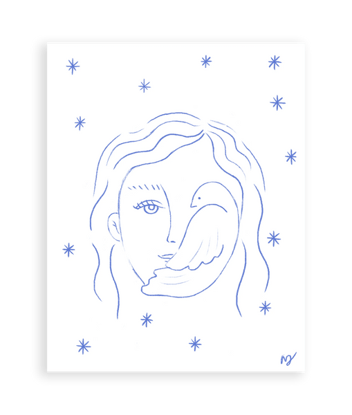 Woman & Dove Art Print