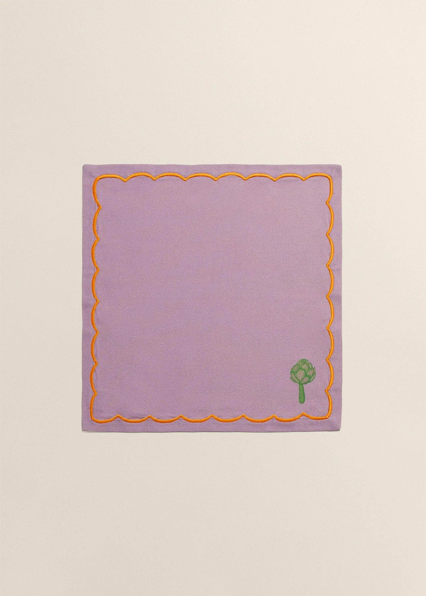 Purple and Orange Linen Veggies Napkins (Set of 4)