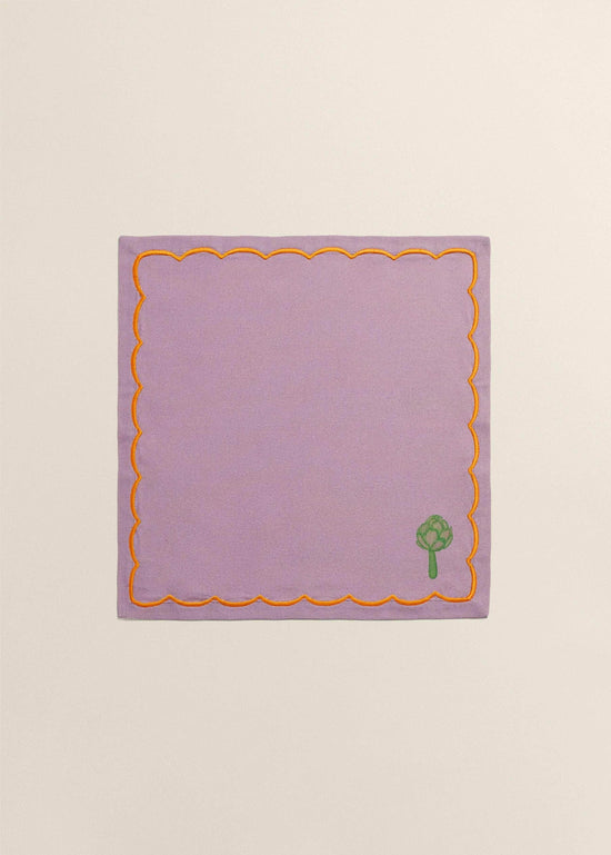 Purple and Orange Linen Veggies Napkins (Set of 4)