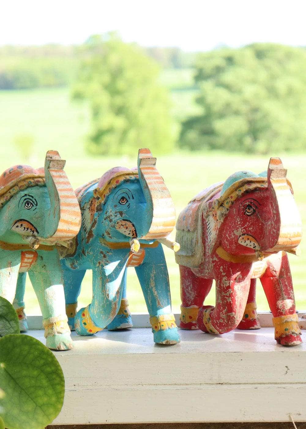 Decorative Wooden Elephant - Red
