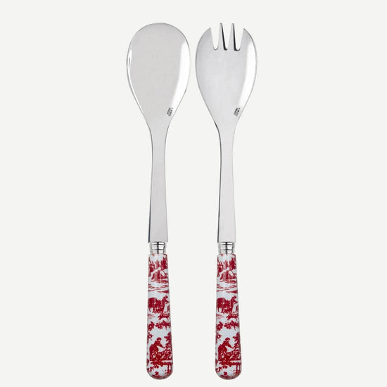 Load image into Gallery viewer, Toile De Jouy Salad Server Set | Red
