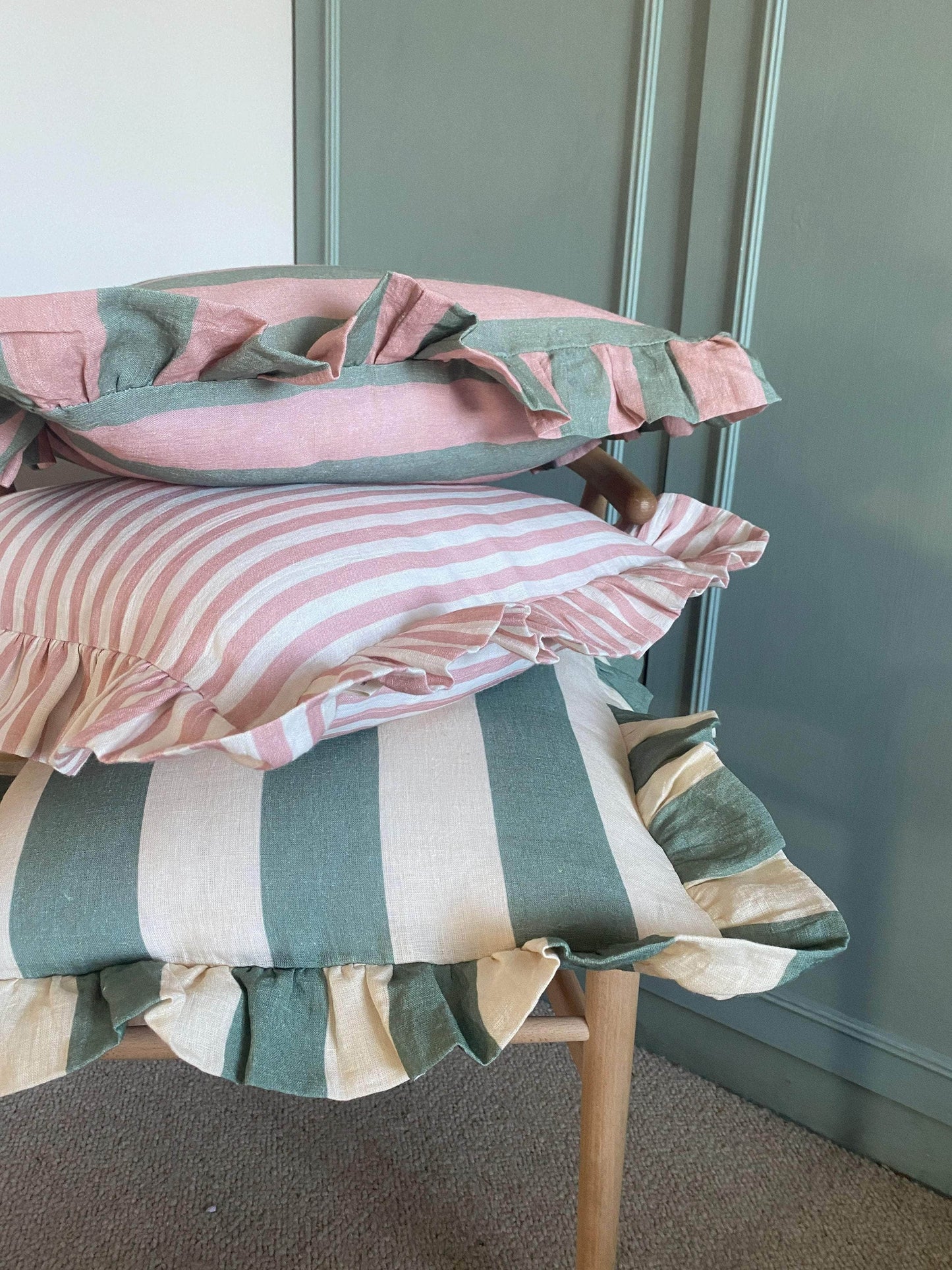 Sea Green Extra Wide Stripe Cushion Cover