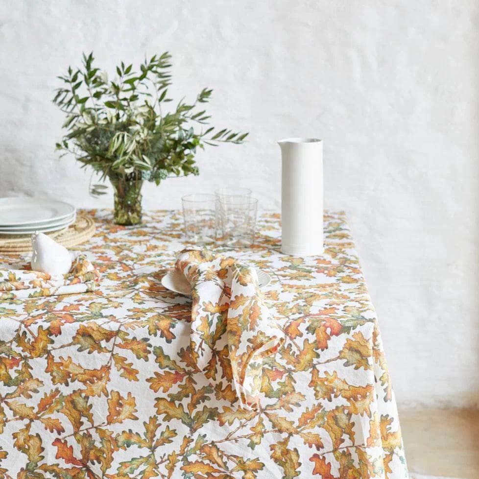Autumn Leaves Oak Linen Napkin