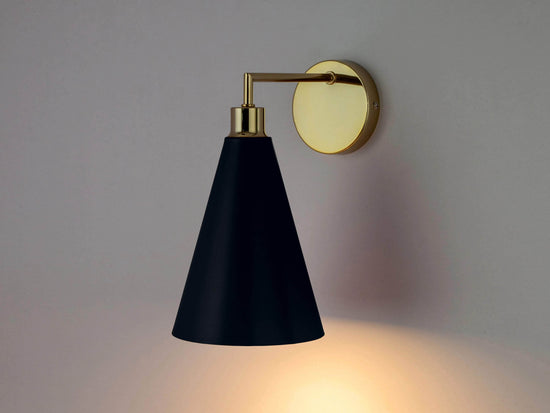 Charcoal grey cone shade wall light