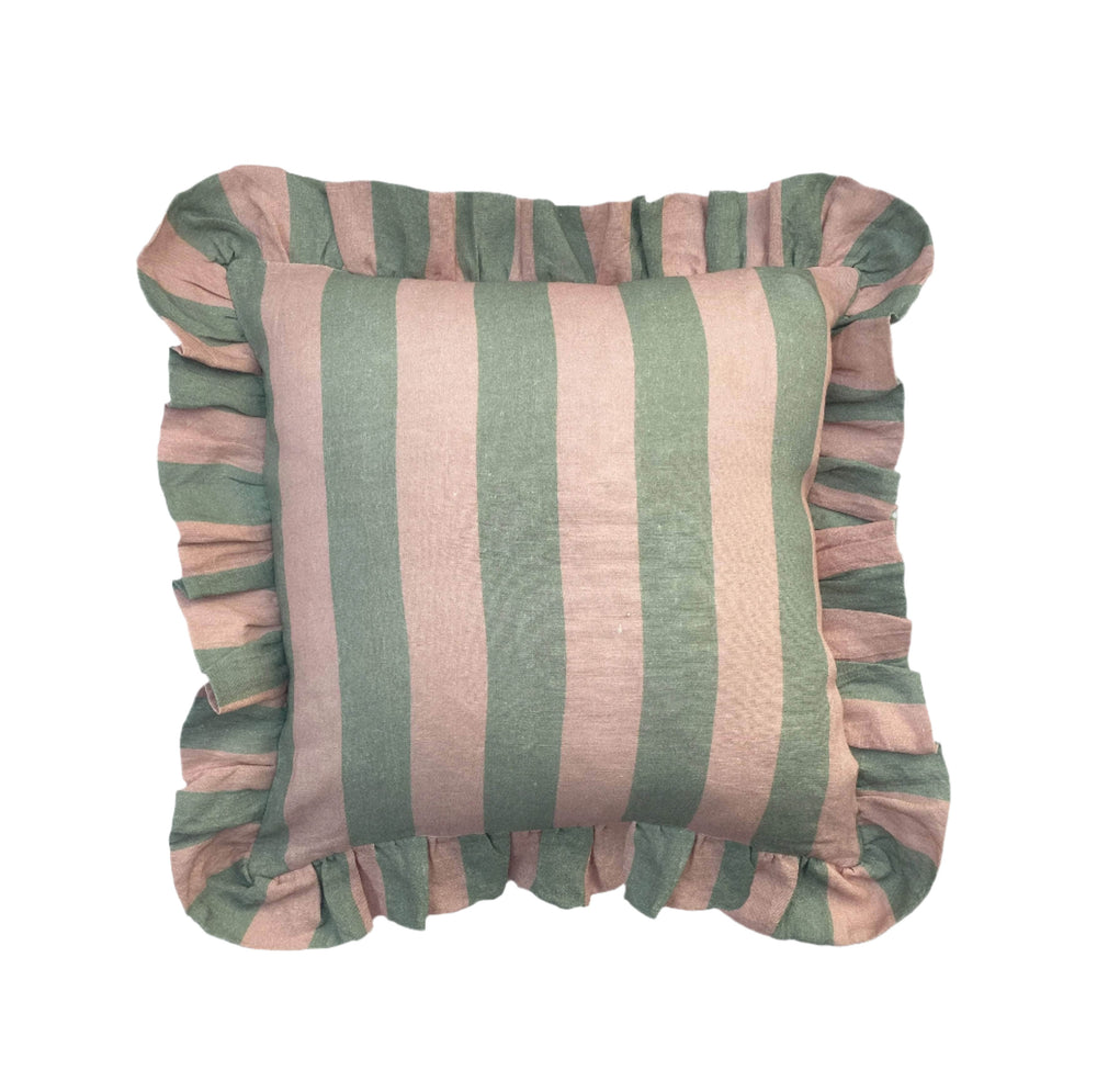 Sage & Blush Wide Stripe Cushion Cover