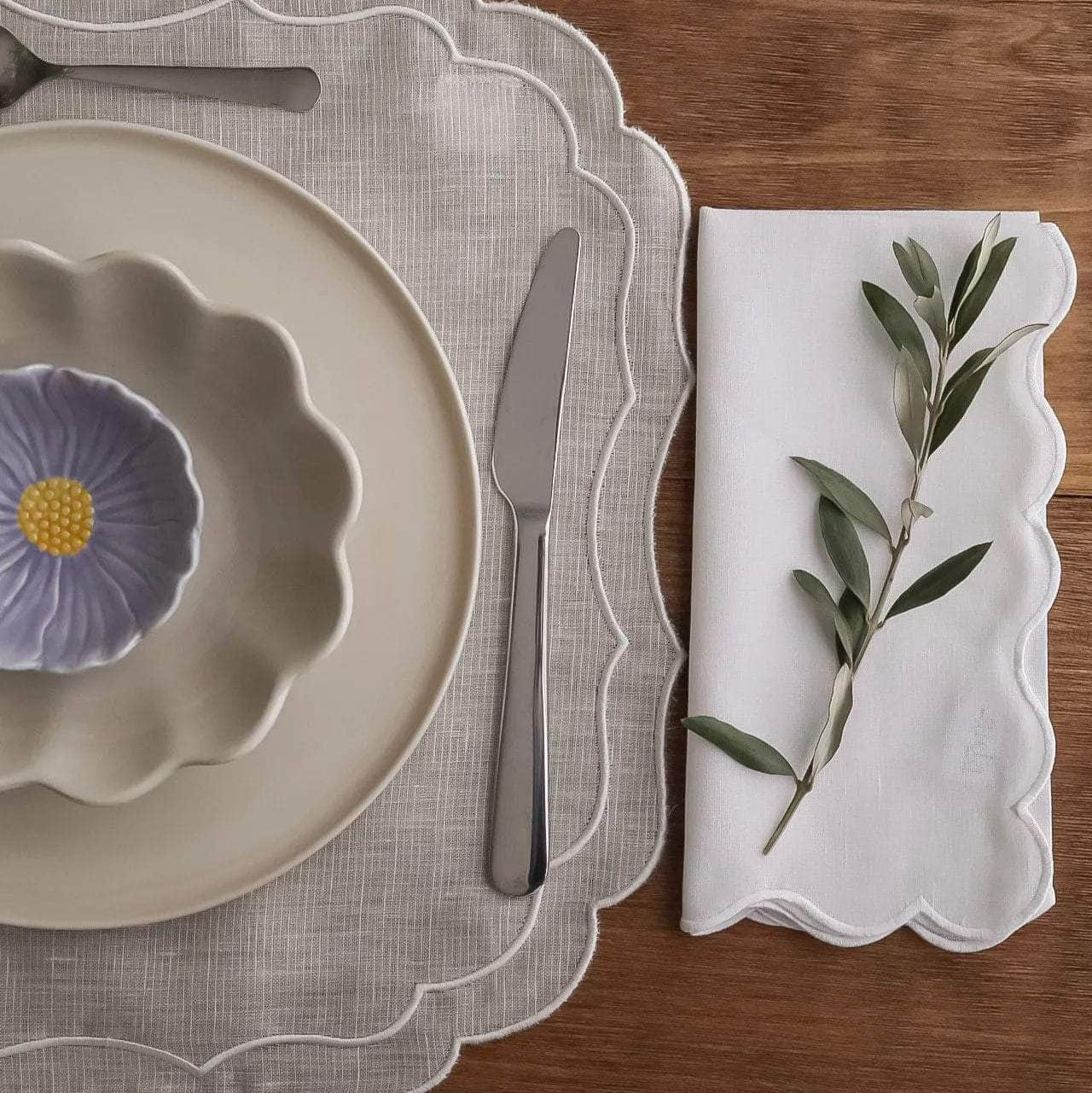Wavy Napkin, White on White