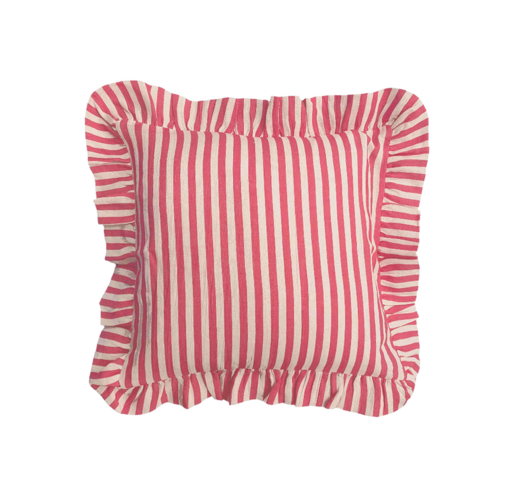 Cherry Red Candy Stripe Cushion Cover