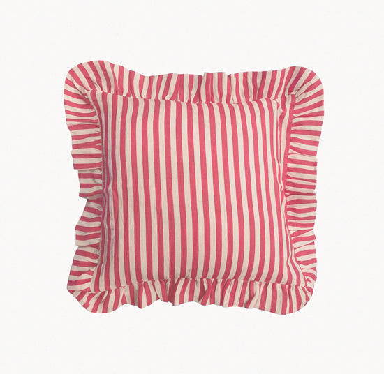 Cherry Red Candy Stripe Cushion Cover