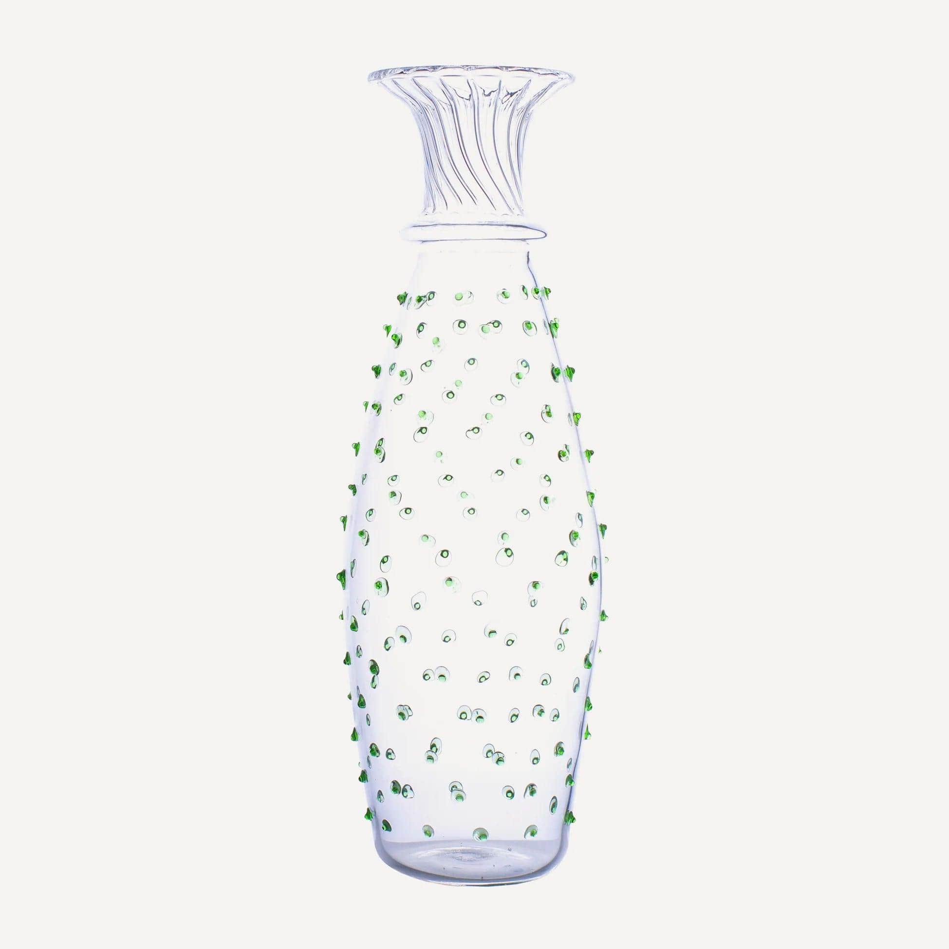 Green Pom Glass Carafe