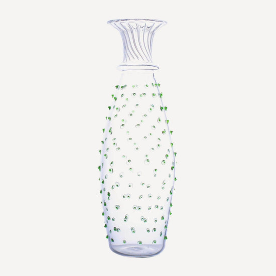 Load image into Gallery viewer, Green Pom Glass Carafe

