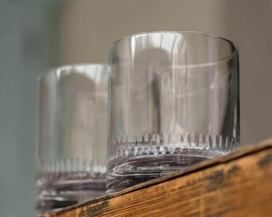 A Pair of Crystal Whisky Glasses with Spears Design