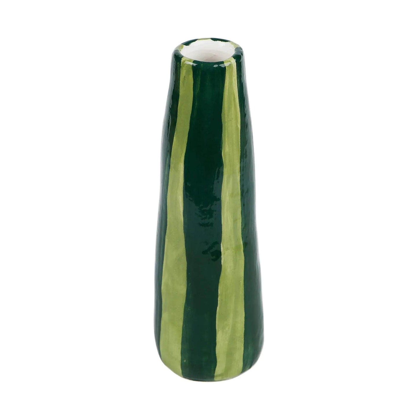 Green on Green Striped Stem Vase