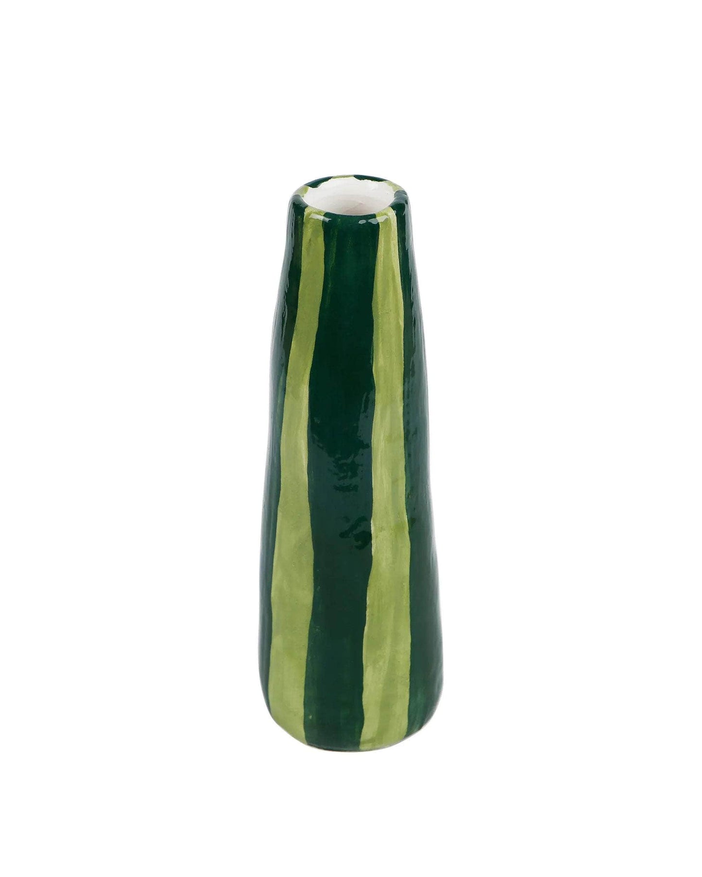 Green on Green Striped Stem Vase