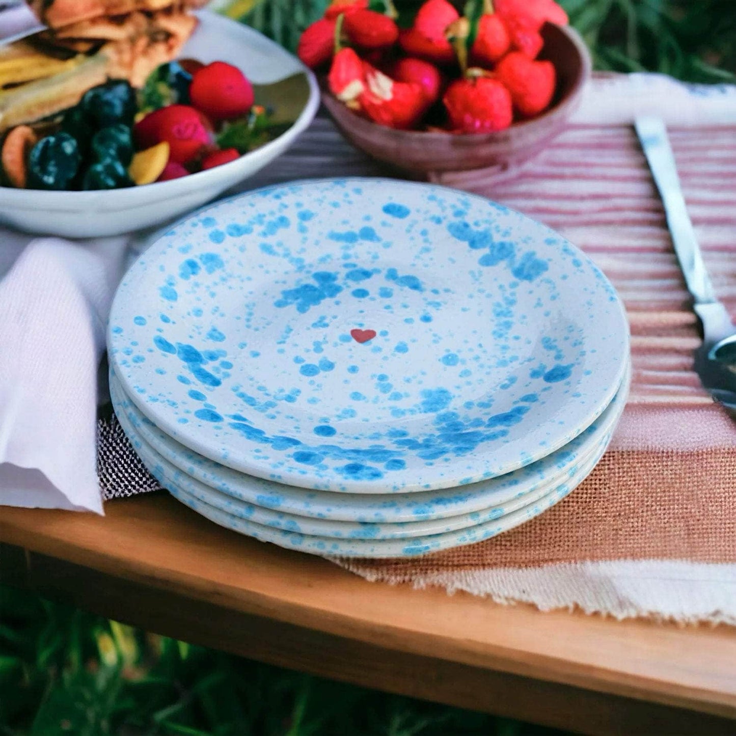 Hand-painted Speckled Blue Appertivo Plates | Set of Two