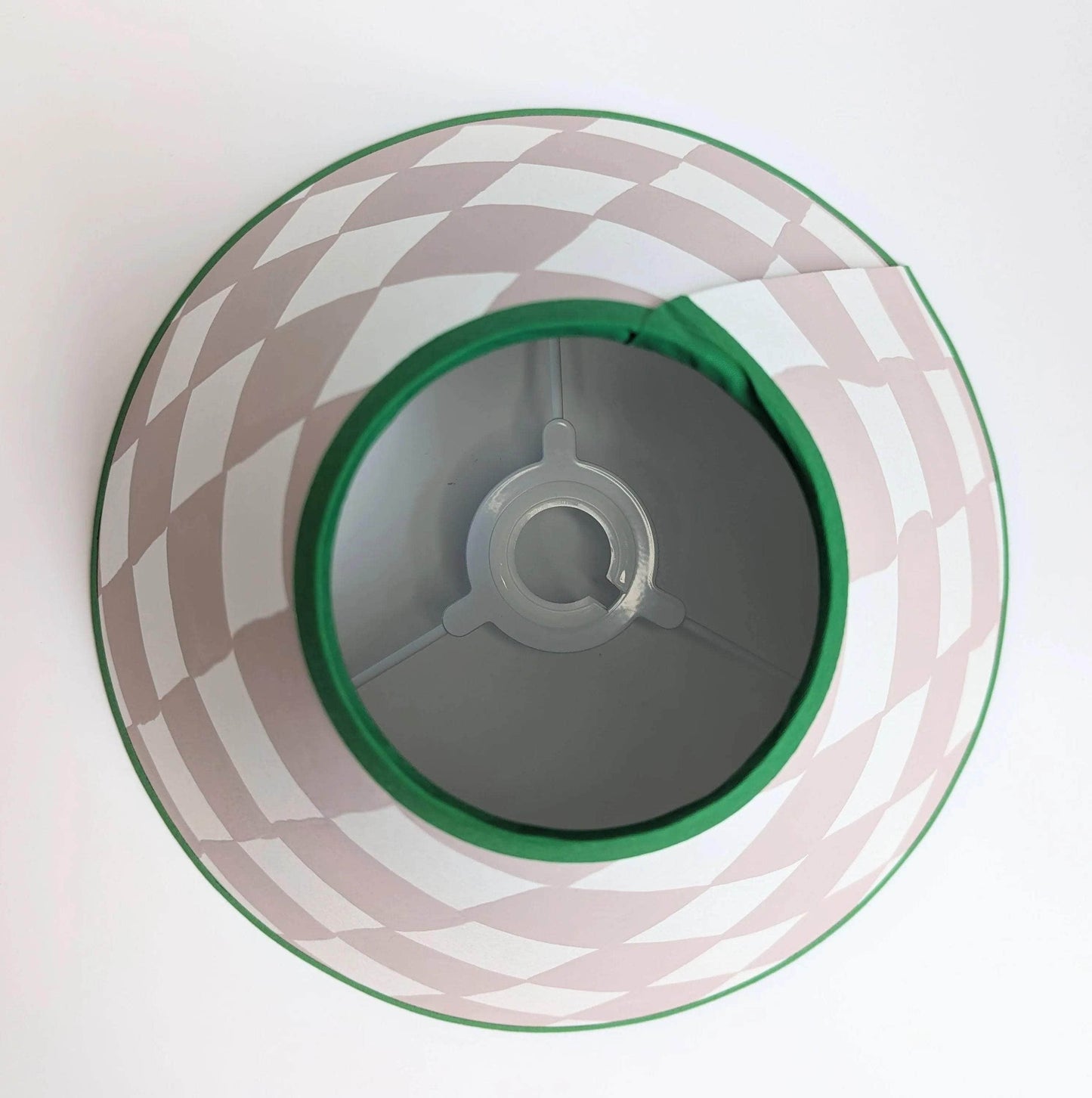 Plaster Pink & Emerald Checkerboard Hand Painted Lampshade