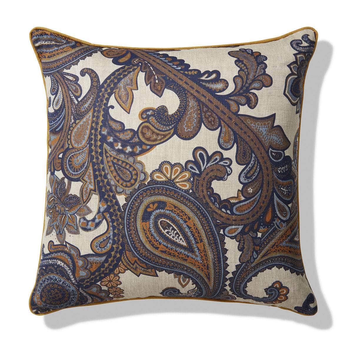 Load image into Gallery viewer, Paisley Ink Ochre Trim Cushion
