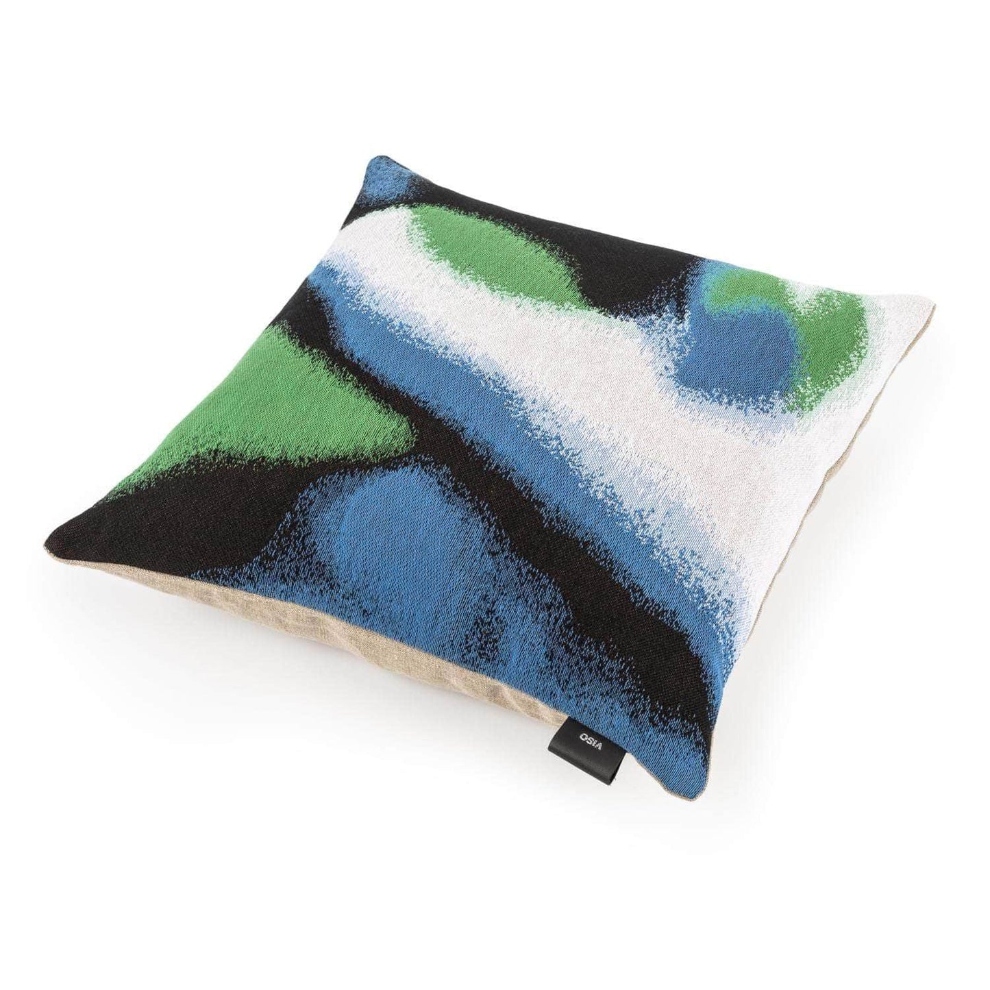 Tapestry Pillow White, Green, Black and Blue