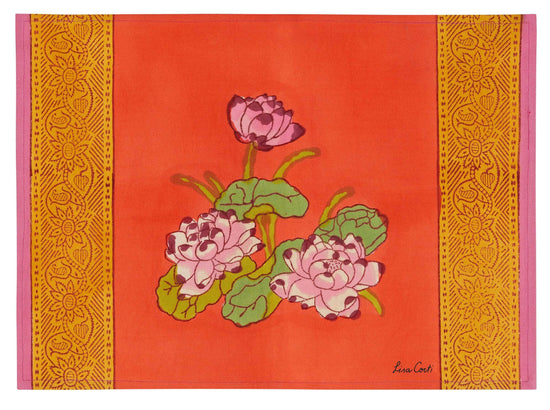 Load image into Gallery viewer, Cotton Placemat Tea Flower Orange
