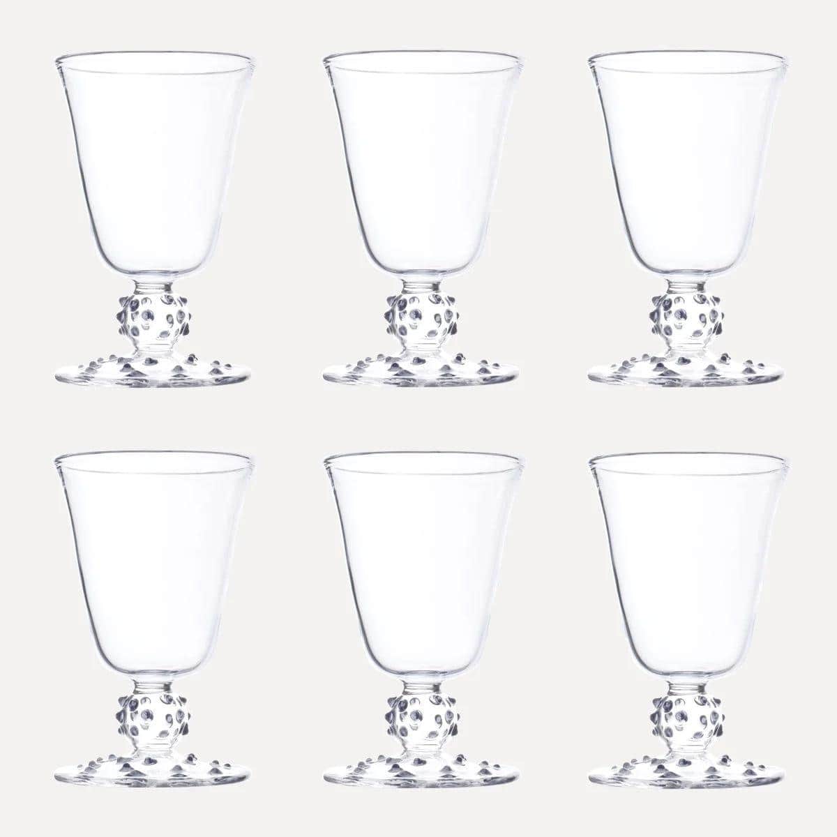 Clear Pom Wine Glass - Set of Six