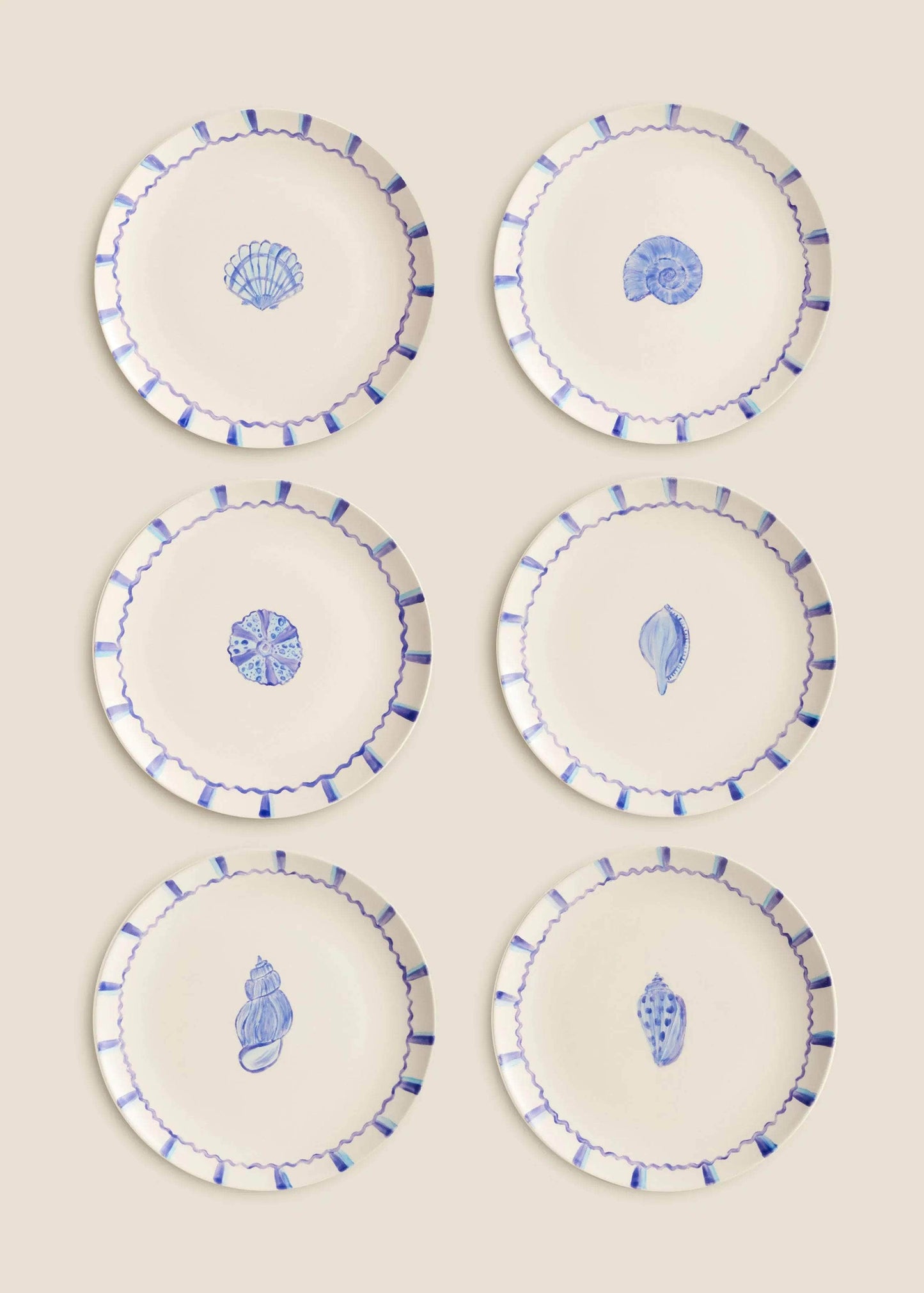 Vongole Sea Shell 6 Plate Set