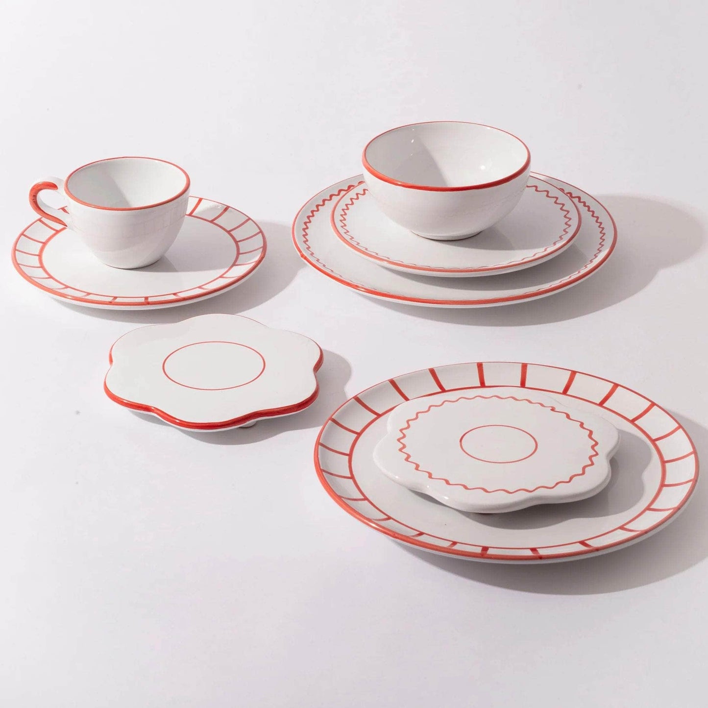 Dinner Plate - Lobster Red Zigzag