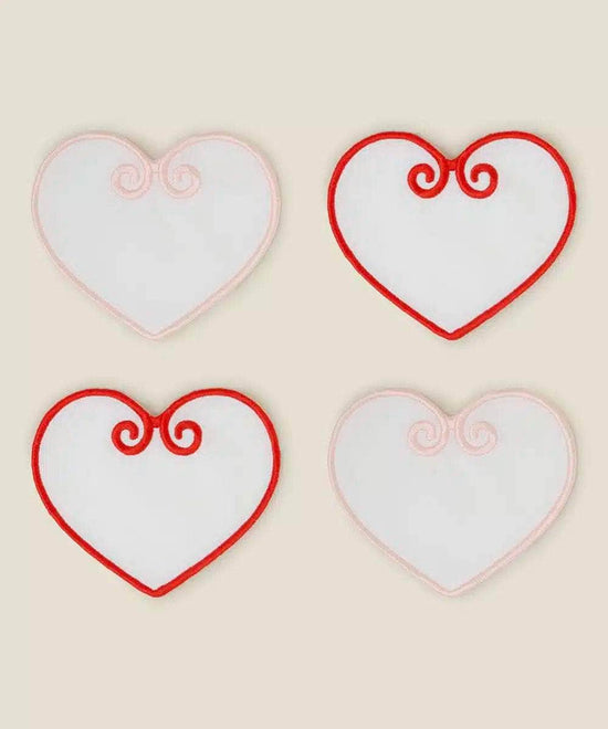 Set of 4 Pink and Red Heart Coasters
