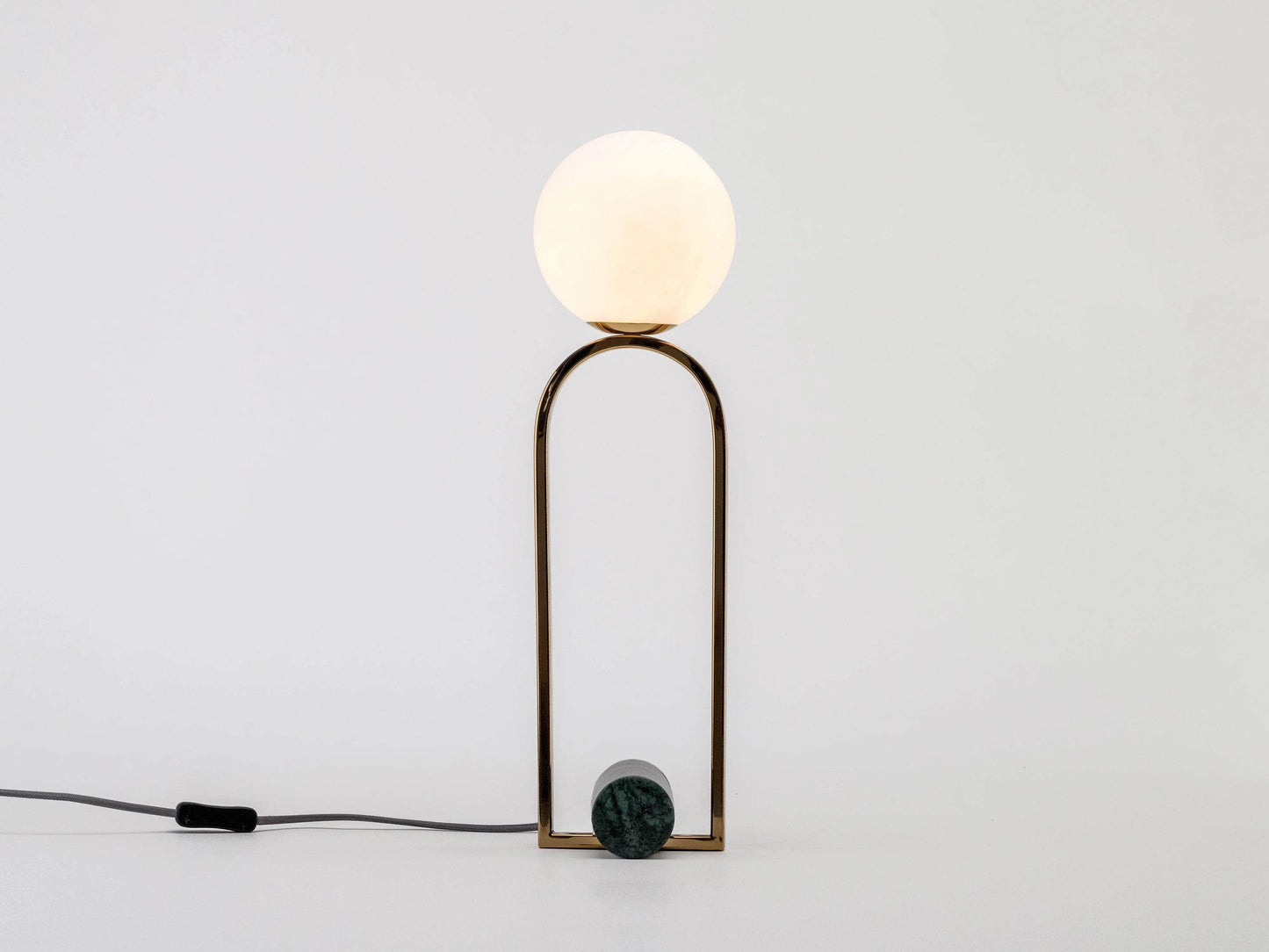 Olive green marble column table lamp