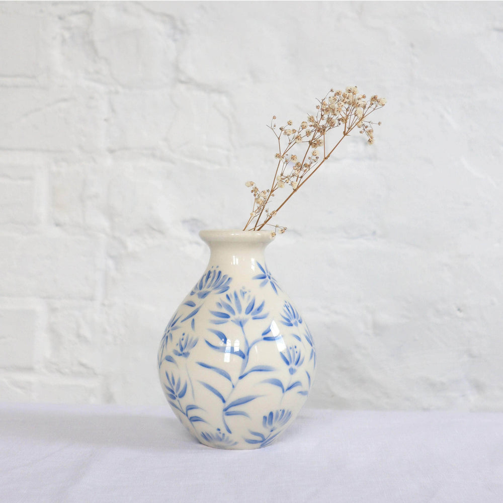 'Sunburst' Flowers Bud Vase - Blue